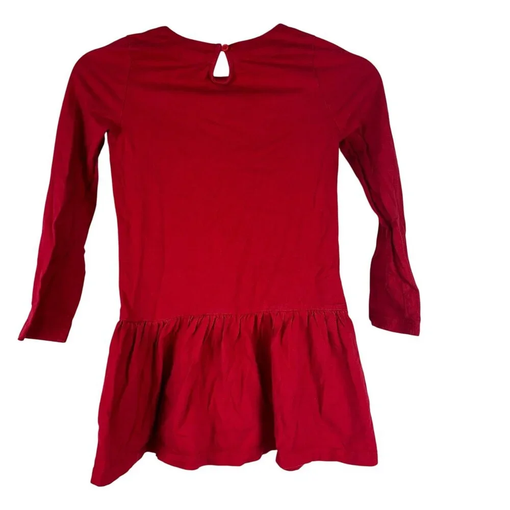 Gymboree Girls Red Sequin Snowflake Cotton Long Sleeve Dress Size 7